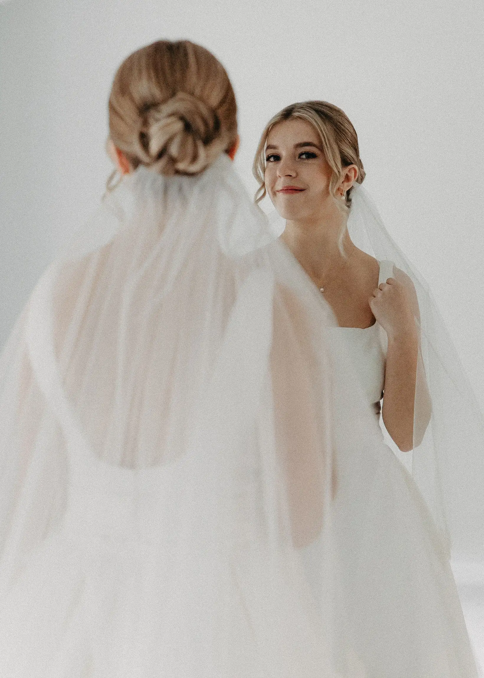 Elegant bridal hairstyle with intricate details