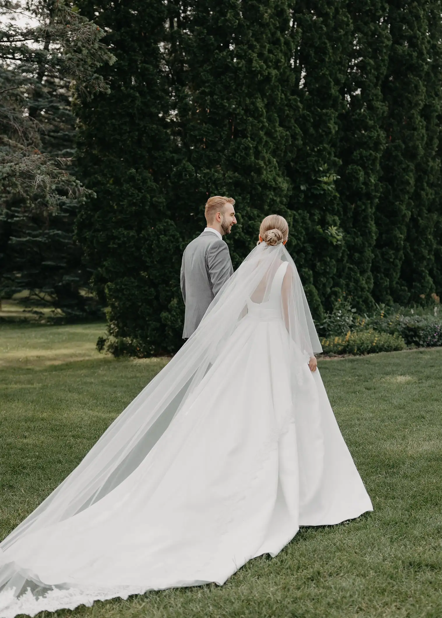 Elegant bridal hairstyle with intricate details