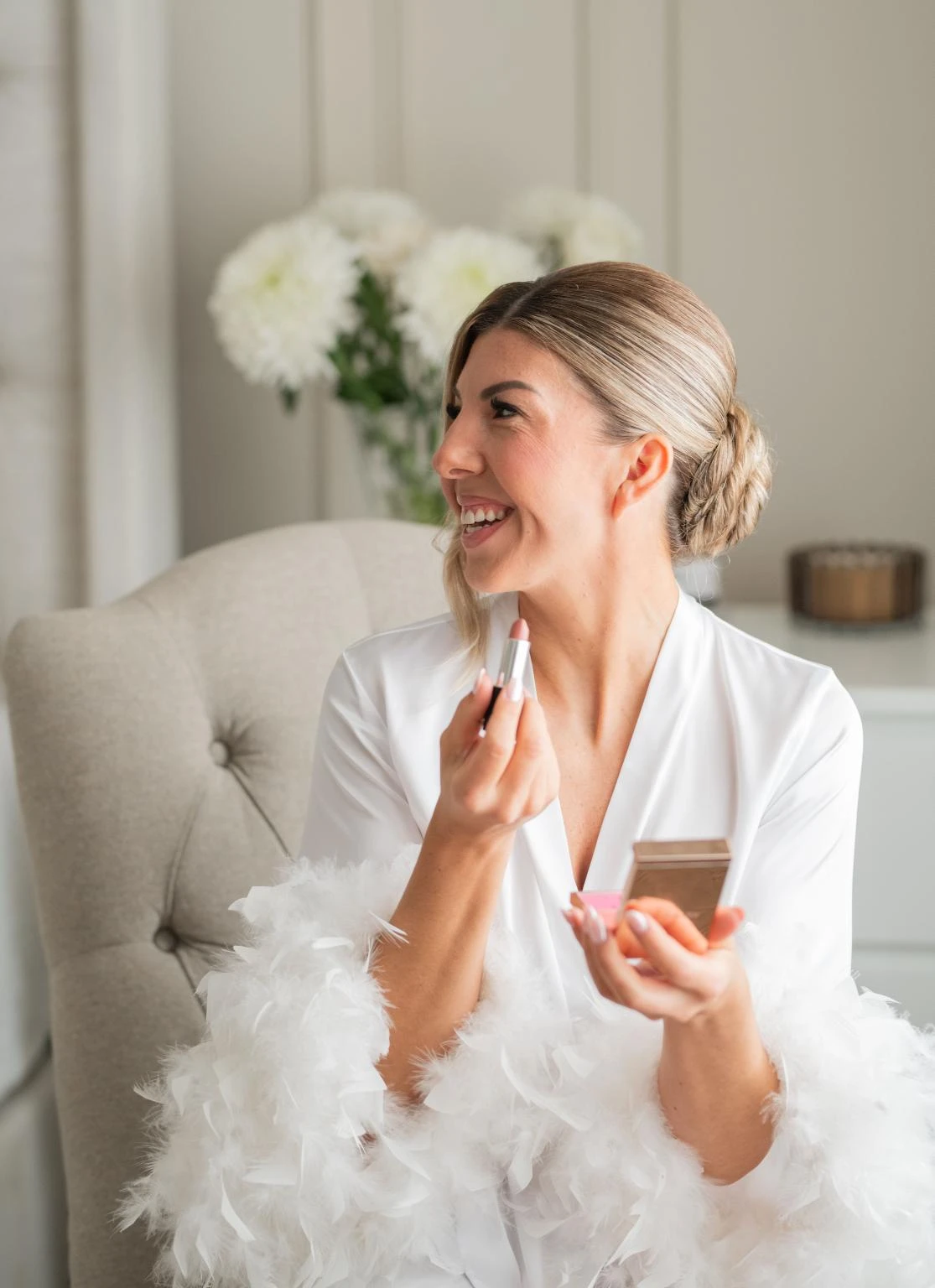 Elegant bridal hairstyle with intricate details