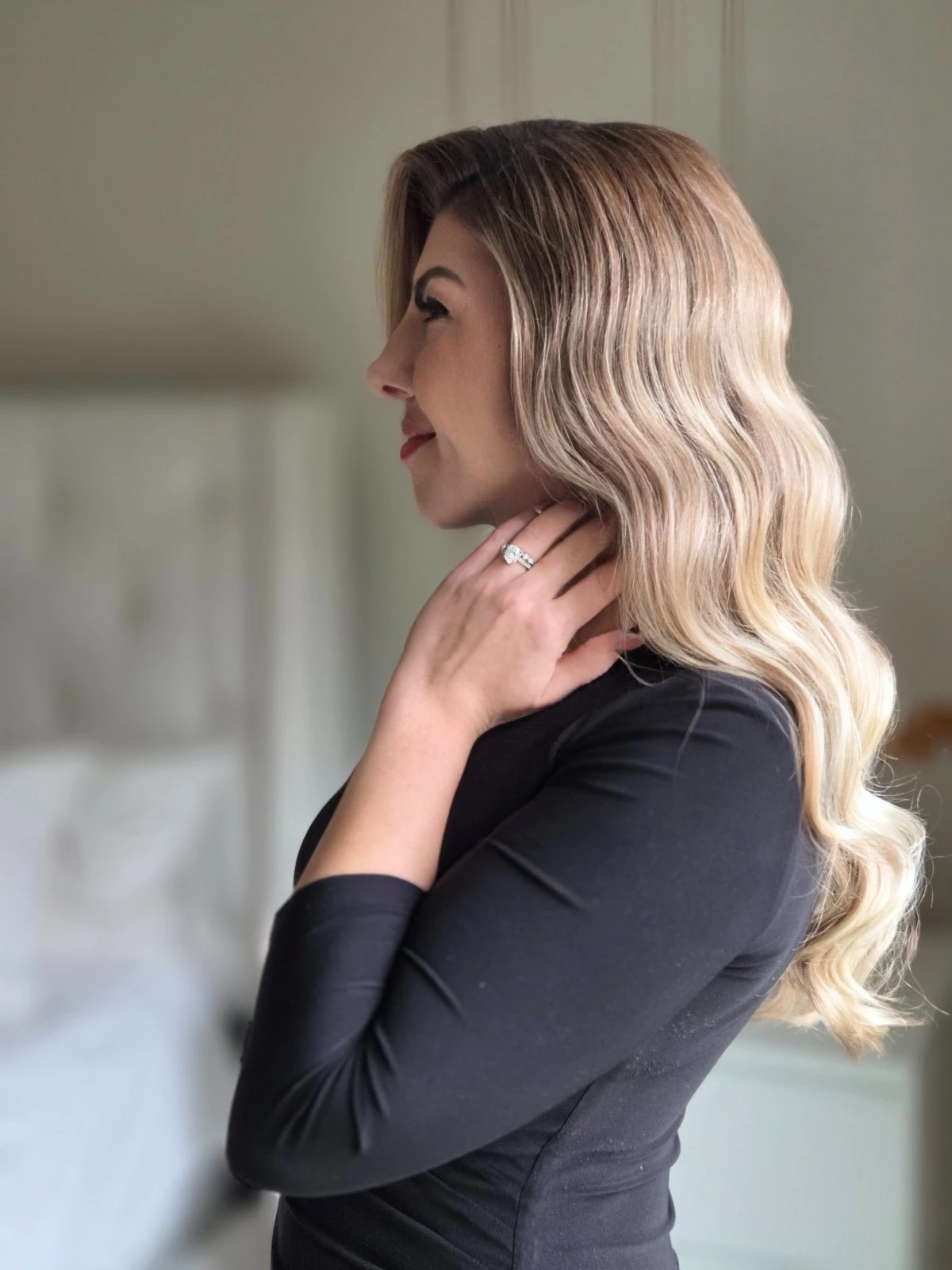 Elegant bridal hairstyle with intricate details